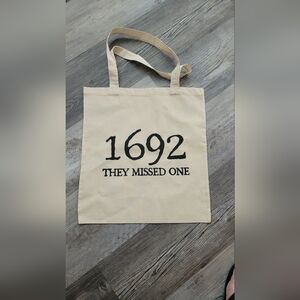 Beige Tote Bag with Black Print